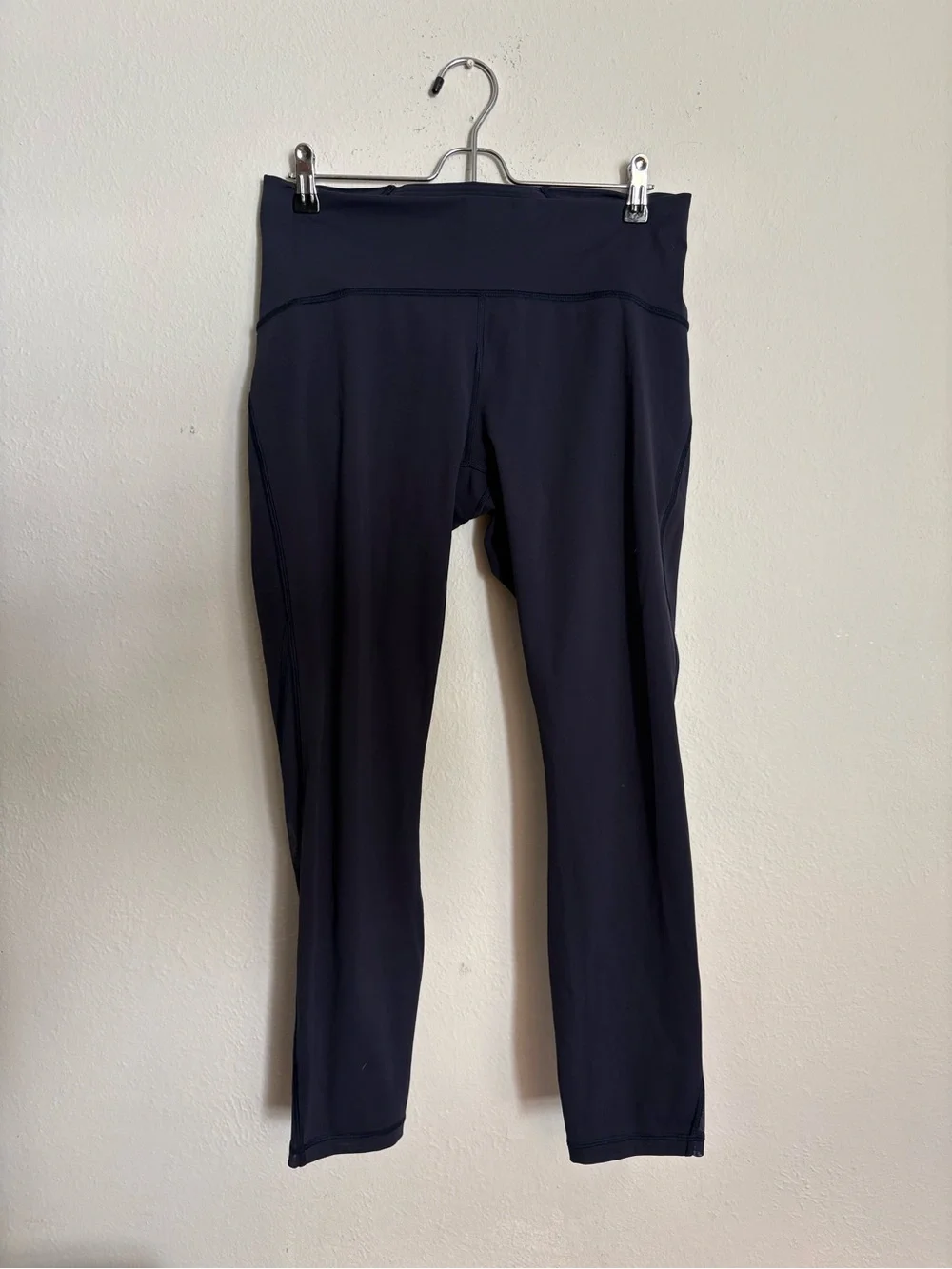 Lululemon Navy High Rise Mesh Panel Crop Leggings Size 10 Side Pockets